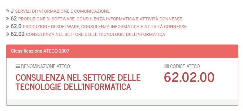 ATECO: consulenza nel settore delle tecnologie dell'informatica